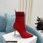 Balmain Heel 9.5cm Stretch Knit Skye Ankle Boots Red 2021