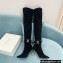 Balmain Heel 9.5cm Raven Thigh-high Boots Suede Black 2021
