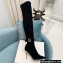 Balmain Heel 9.5cm Raven Thigh-high Boots Suede Black 2021
