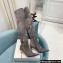Balmain Heel 9.5cm Raven Thigh-high Boots Suede Gray 2021