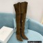 Balmain Heel 9.5cm Raven Thigh-high Boots Suede Khaki 2021