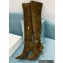 Balmain Heel 9.5cm Raven Thigh-high Boots Suede Khaki 2021