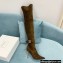 Balmain Heel 9.5cm Raven Thigh-high Boots Suede Khaki 2021