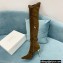 Balmain Heel 9.5cm Raven Thigh-high Boots Suede Khaki 2021