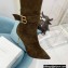 Balmain Heel 9.5cm Raven Thigh-high Boots Suede Khaki 2021