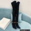 Balmain Okt Chain Detail Thigh-high Boots Suede Black 2021