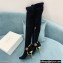 Balmain Okt Chain Detail Thigh-high Boots Suede Black 2021
