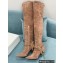 Balmain Okt Chain Detail Thigh-high Boots Suede Nude 2021
