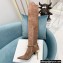 Balmain Okt Chain Detail Thigh-high Boots Suede Nude 2021
