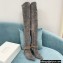 Balmain Okt Chain Detail Thigh-high Boots Suede Gray 2021