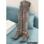 Balmain Okt Chain Detail Thigh-high Boots Suede Gray 2021