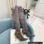 Balmain Okt Chain Detail Thigh-high Boots Suede Gray 2021