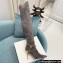 Balmain Okt Chain Detail Thigh-high Boots Suede Gray 2021