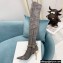 Balmain Okt Chain Detail Thigh-high Boots Suede Gray 2021