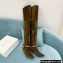 Balmain Okt Chain Detail Thigh-high Boots Suede Khaki 2021