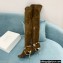 Balmain Okt Chain Detail Thigh-high Boots Suede Khaki 2021