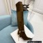 Balmain Okt Chain Detail Thigh-high Boots Suede Khaki 2021