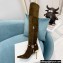 Balmain Okt Chain Detail Thigh-high Boots Suede Khaki 2021