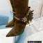 Balmain Okt Chain Detail Thigh-high Boots Suede Khaki 2021