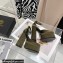 Versace Heel 14.5cm Platform 5cm Medusa Aevitas Satin Pumps Olive Green 2021