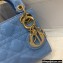 Lady Dior Micro Bag in Patent Cannage Calfskin Blue 2021