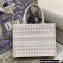 Dior Small Book Tote Bag in Houndstooth Embroidery Pale Pink 2021
