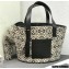 Loewe Elephant Basket Bag in Anagram Jacquard and Calfskin