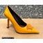 Versace Heel 9.5cm La Medusa Patent Leather Pumps Yellow 2021