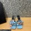 Versace Heel 5.5cm Medusa Chain Foulard Mules Sky Blue 2021