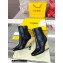 FENDI FIRST Leather High-heeled Boots Ostrich Pattern Black 2021