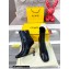 FENDI FIRST Leather High-heeled Boots Ostrich Pattern Black 2021