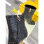 FENDI FIRST Leather High-heeled Boots Ostrich Pattern Black 2021