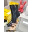 FENDI FIRST Leather High-heeled Boots Ostrich Pattern Black 2021