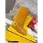FENDI FIRST Leather High-heeled Boots Ostrich Pattern Brown 2021