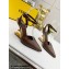 FENDI FIRST Leather High-heeled Sandals Coffee with Ankle Strap 2021