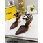 FENDI FIRST Leather High-heeled Sandals Coffee with Ankle Strap 2021