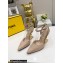 FENDI FIRST Leather High-heeled Sandals Nude with Ankle Strap 2021