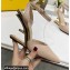 FENDI FIRST Leather High-heeled Sandals Nude with Ankle Strap 2021