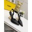 FENDI FIRST Leather High-heeled Sandals Black with Ankle Strap 2021