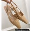 Gucci Heel 4cm Crocodile Print Slingback Pumps Beige 2022