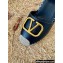 Valentino Leather VLogo Wedge Espadrilles Black