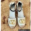 Valentino Leather VLogo Wedge Espadrilles White