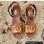 Valentino Leather VLogo Wedge Espadrilles Sandals Brown
