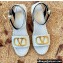 Valentino Leather VLogo Wedge Espadrilles Sandals White