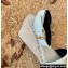 Valentino Leather VLogo Wedge Espadrilles Sandals White