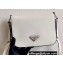 Prada Brushed Leather Shoulder Bag 1BD308 White 2021