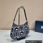 Prada Cleo Jacquard knit and Leather Shoulder Bag 1BC499 Black/White 2021