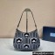 Prada Cleo Jacquard knit and Leather Shoulder Bag 1BC499 Black/White 2021