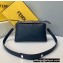 Fendi FF Motif Handle Leather By The Way Medium Boston Bag Dark Blue