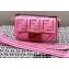Fendi Mini Baguette Canvas Bag Pink with Embroidery 2021